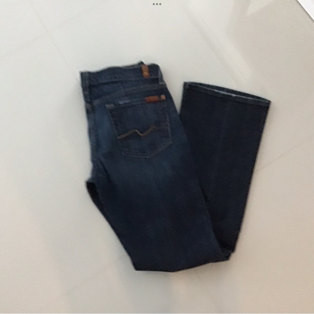 7 For All Mankind Women's Straight Leg Jeans - Dark Blue Denim